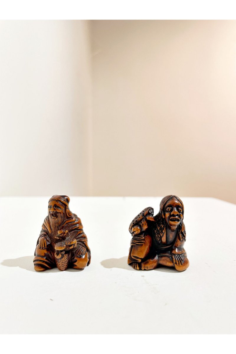 TWO BOXWOOD NETSUKE OF A MONK AND GAMA SENNIN - 图14