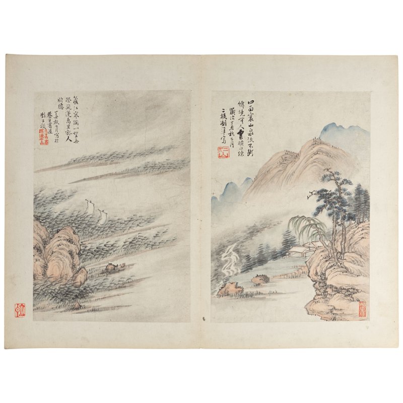 劉二提 風景圖 冊頁十六開 水墨紙本 | LIU ZHUN - 图5
