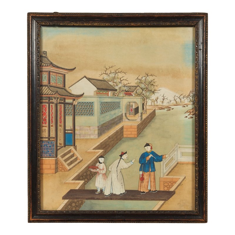 中國畫家 河畔景致 水粉紙本 裝框 十八世紀 | CHINESE ARTIST - 图4