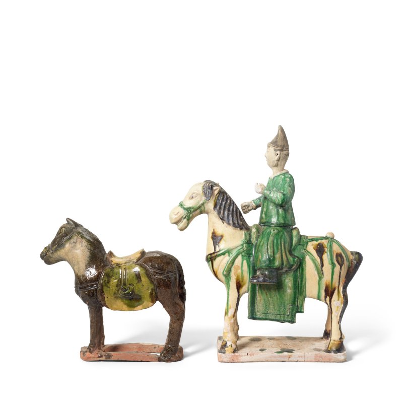 明 三彩騎馬俑及綠釉馬 | A SANCAI-GLAZED RIDER AND A GREEN-GLAZED HORSE - 图4