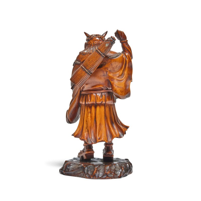 明治時代 黃楊木鬼置物 | A BOXWOOD OKIMONO OF AN ONI - 图2
