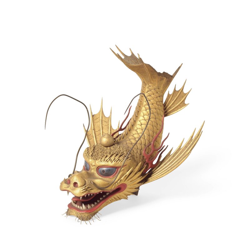 十九世紀 漆金龍前立 | A GOLD-LACQUERED WOOD 'DRAGON' MAEDATE