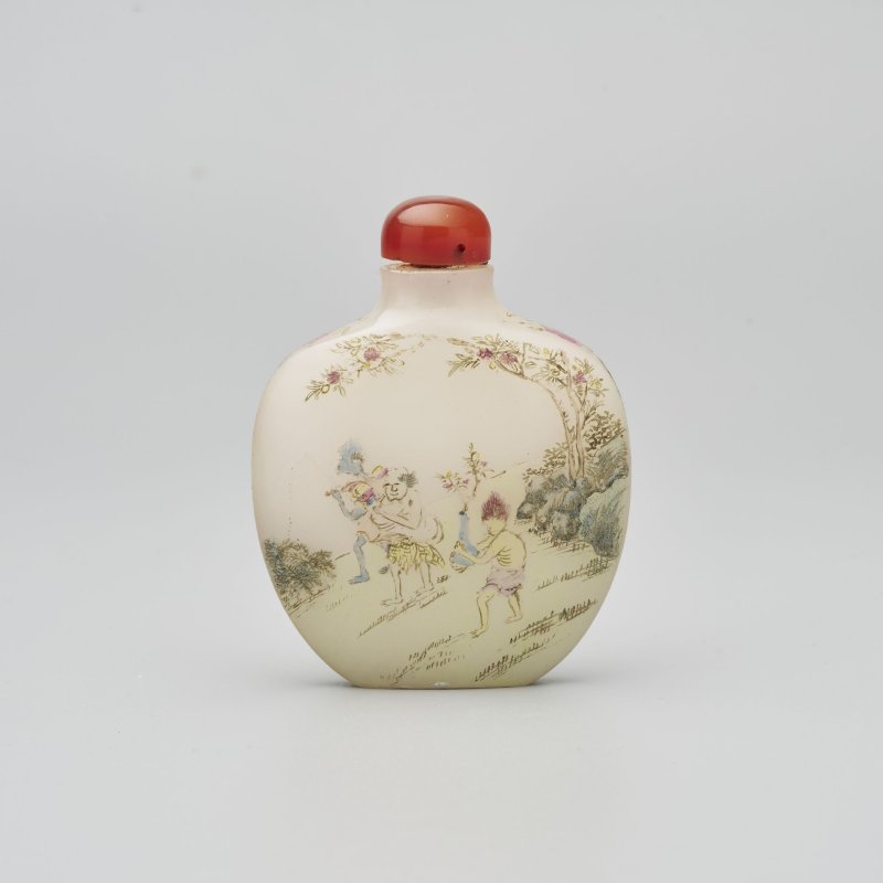 民國 涅白玻璃胎畫琺瑯⌈鍾馗⌋鼻煙壺 | A FAMILLE ROSE ENAMELLED MILKY GLASS 'ZHONG KUI' SNUFF BOTTLE - 图11