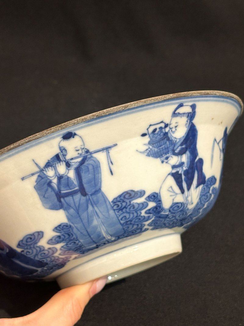 晚清至民國 青花⌈八仙⌋碗 ⌈裕發金記⌋青花楷書款 | A BLUE AND WHITE 'EIGHT IMMORTALS' BOWL - 图8