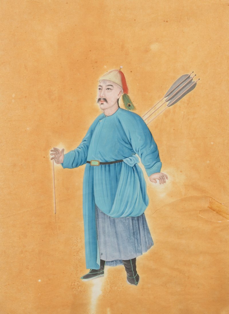 康熙及十九世紀 黑漆嵌螺鈿屏、彩漆屏及外銷畫五幅 | A MOTHER-OF-PEARL LACQUER PANEL, A COROMANDEL LACQUER PANEL AND FIVE EXPORT PAINTINGS - 图9