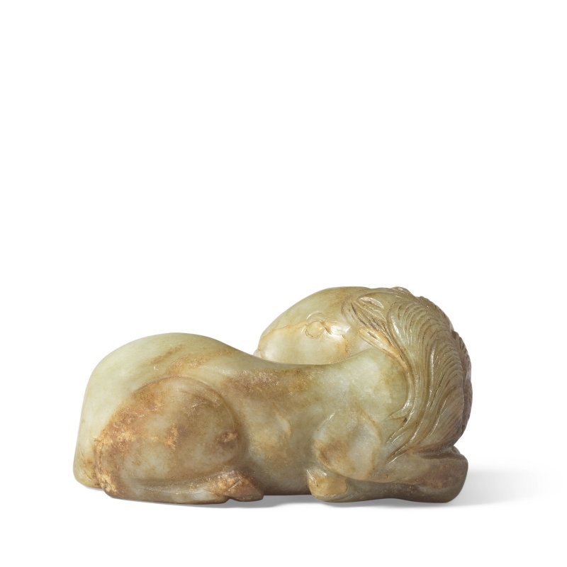 十八世紀 褐青玉雕馬 | A PALE GREEN AND RUSSET JADE 'HORSE' CARVING - 图3