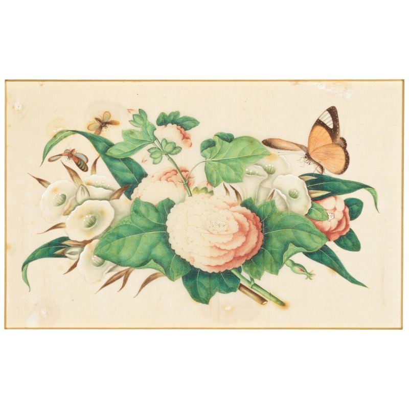 中國畫家 十九世紀 花卉蝴蝶圖一組十幅 水粉通草畫 | CHINESE ARTIST (19TH CENTURY) - 图6