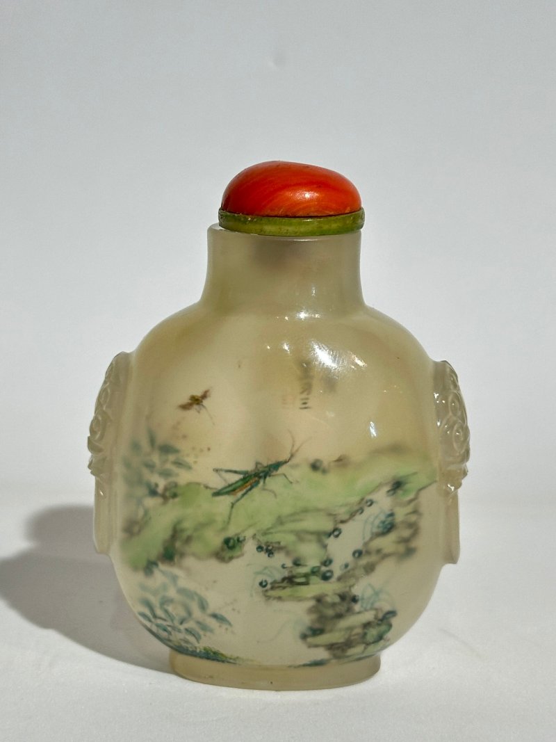 二十世紀 王習三作 瑪瑙內畫「蟋蟀」鼻煙壺 | AN INSIDE PAINTED AGATE 'CRICKET' SNUFF BOTTLE - 图9