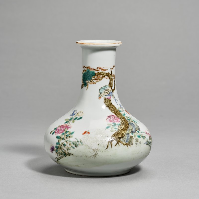 民国 粉彩花鸟荸荠瓶 - 图4