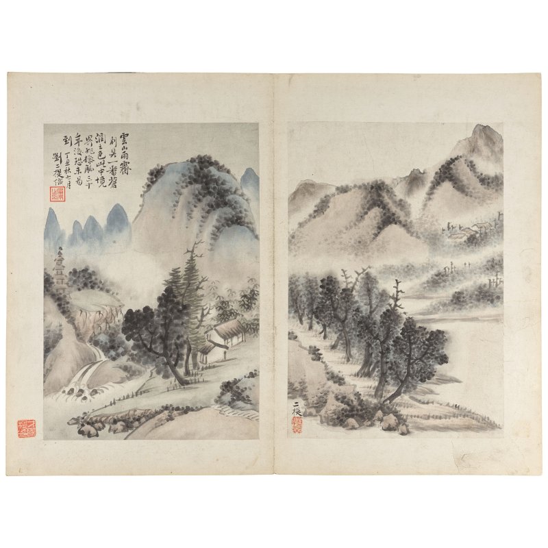 劉二提 風景圖 冊頁十六開 水墨紙本 | LIU ZHUN - 图6