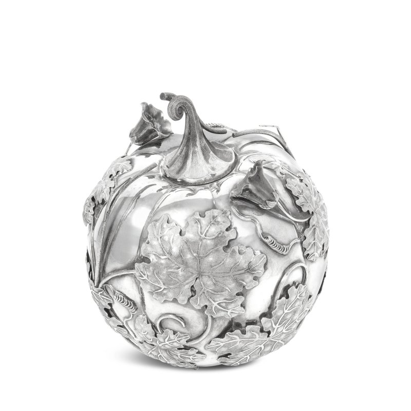 十九世紀 外銷銀瓜形茶罐及蓋 | A CHINESE EXPORT SILVER 'PUMPKIN' TEA CADDY AND COVER - 图4
