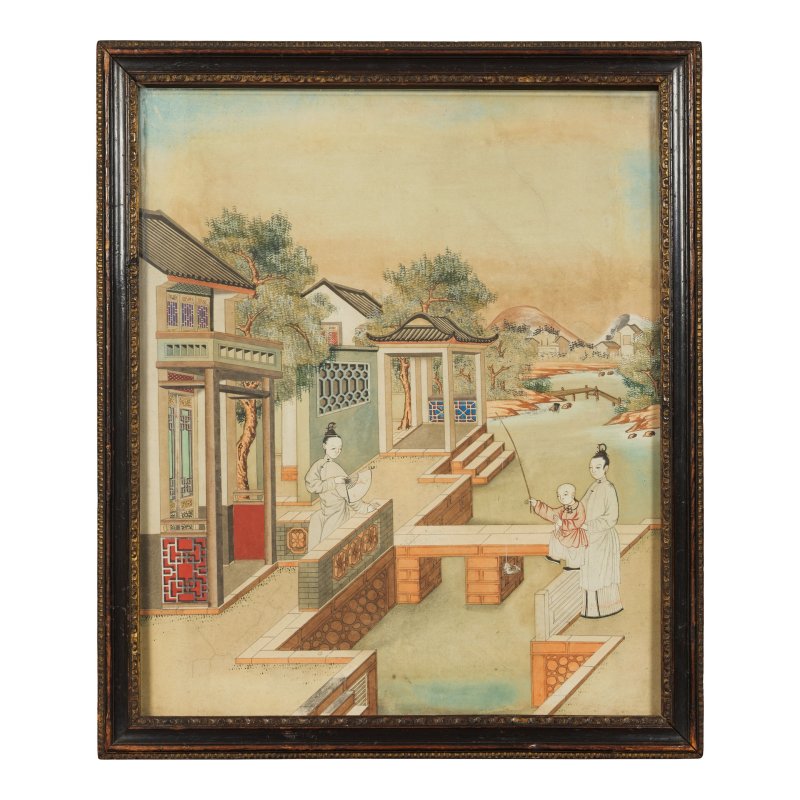 中國畫家 河畔景致 水粉紙本 裝框 十八世紀 | CHINESE ARTIST - 图5