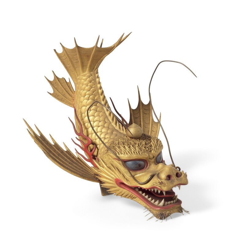 十九世紀 漆金龍前立 | A GOLD-LACQUERED WOOD 'DRAGON' MAEDATE - 图2