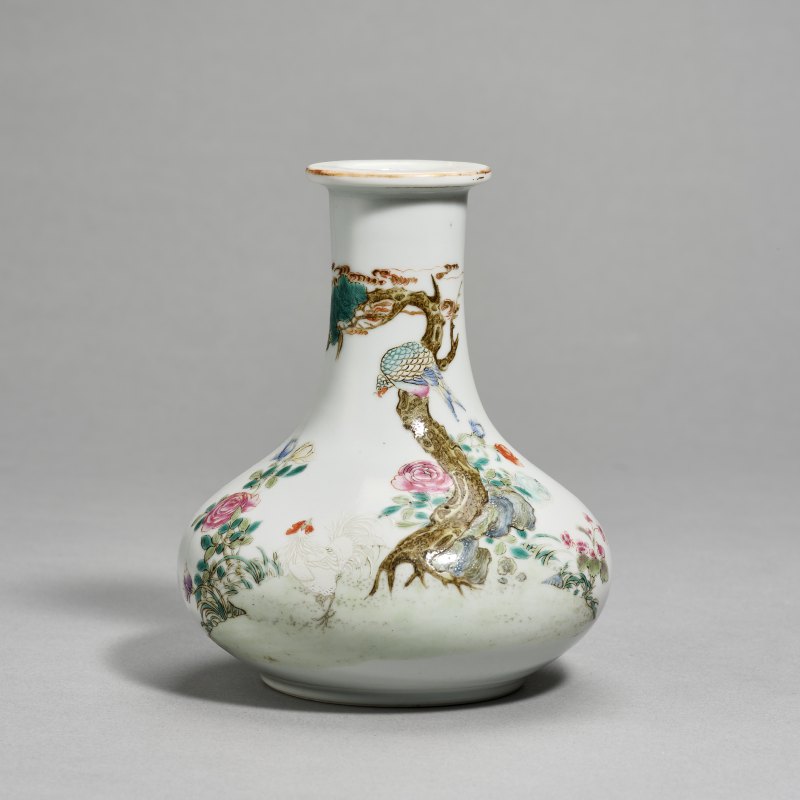 民国 粉彩花鸟荸荠瓶 - 图5