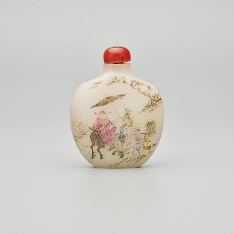 民國 涅白玻璃胎畫琺瑯⌈鍾馗⌋鼻煙壺 | A FAMILLE ROSE ENAMELLED MILKY GLASS 'ZHONG KUI' SNUFF BOTTLE - 图12