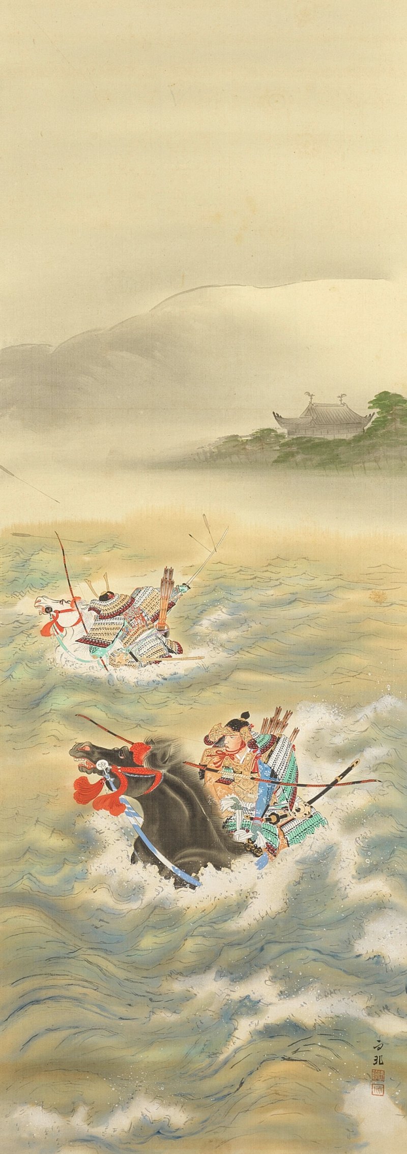 小谷津任牛 伊藤雨村 尾形月耕派 村越其栄（傳） 立軸四幅 水墨絹本 | KOYATSU NINGYU; ITO USON; PUPIL OF OGATA GEKKO; ATTRIBUTED TO MURAKOSHI KIEI - 图4