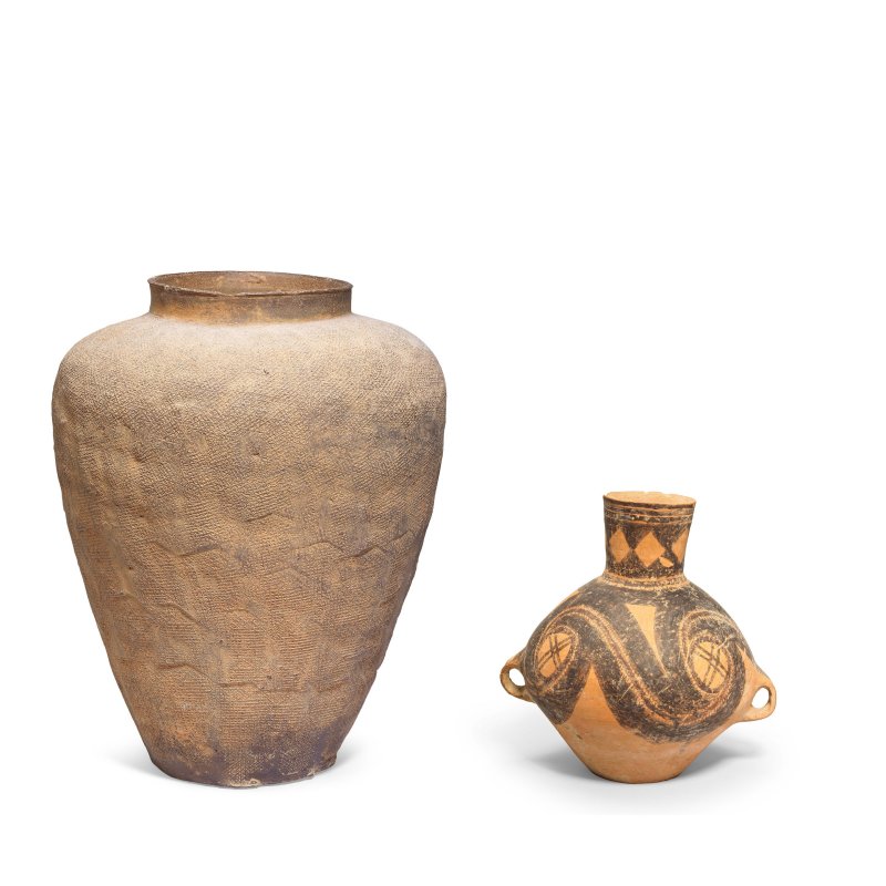 新石器時代及東周 彩繪陶罐及大陶罐 | A PAINTED POTTERY JAR AND A STONEWARE JAR