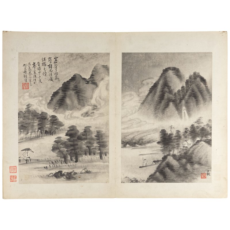 劉二提 風景圖 冊頁十六開 水墨紙本 | LIU ZHUN - 图7