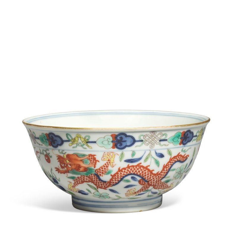 清光緒 五彩龍鳳紋盌 | A WUCAI 'DRAGON AND PHOENIX' BOWL