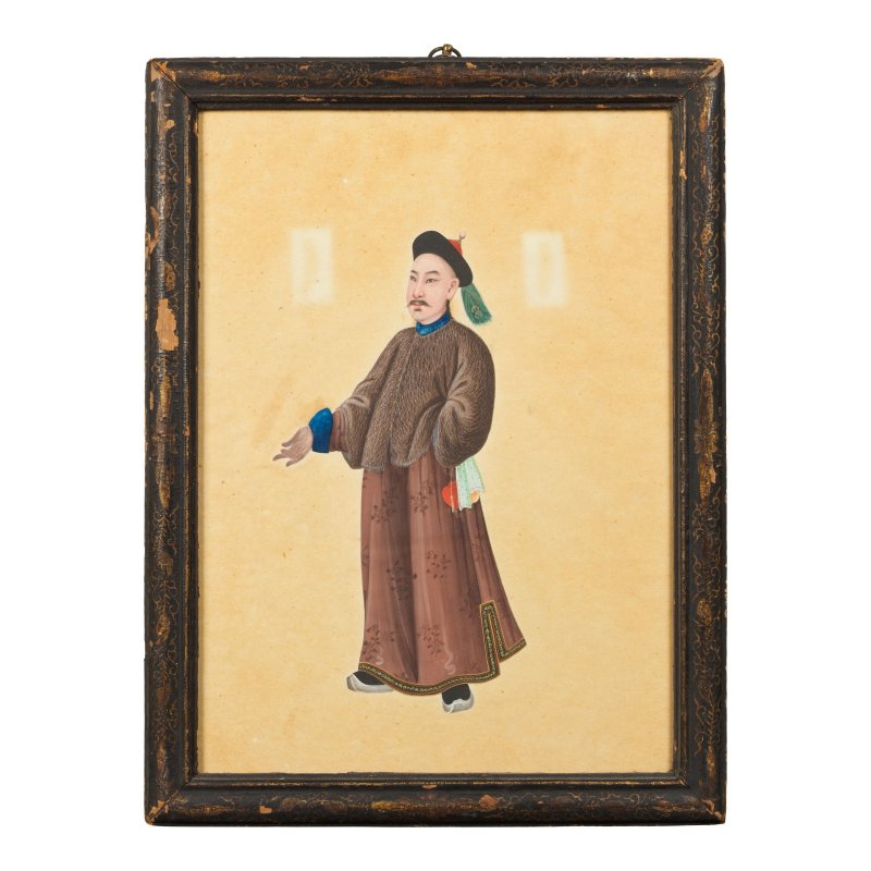 康熙及十九世紀 黑漆嵌螺鈿屏、彩漆屏及外銷畫五幅 | A MOTHER-OF-PEARL LACQUER PANEL, A COROMANDEL LACQUER PANEL AND FIVE EXPORT PAINTINGS - 图11