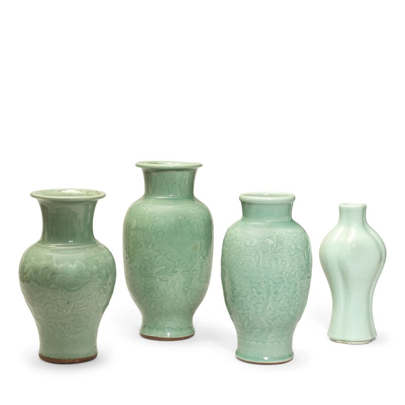 清 青釉瓶四件 | FOUR CELADON-GLAZED VASES - 图2