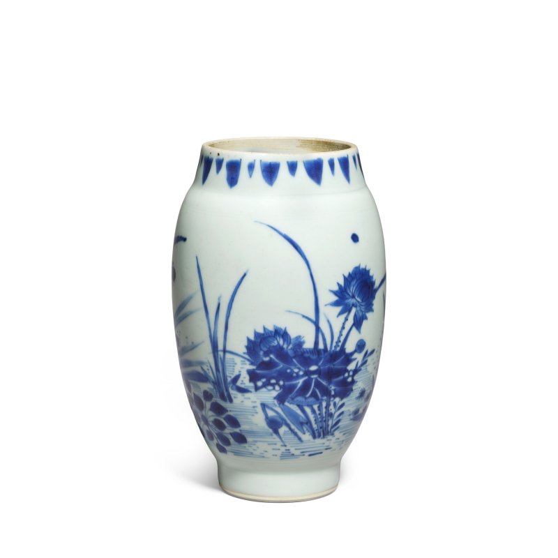 清順治 青花蓮池紋罐 | A BLUE AND WHITE 'LOTUS POND' JAR - 图2
