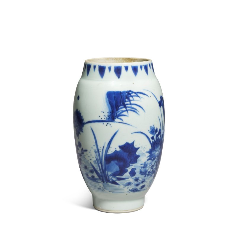 清順治 青花蓮池紋罐 | A BLUE AND WHITE 'LOTUS POND' JAR - 图3