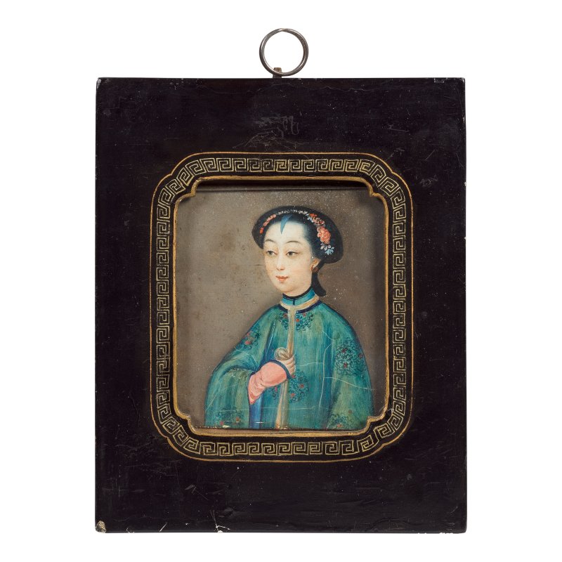 中國畫家 約一八二零年 仕女圖 布面油畫 原裝漆金框 | CHINESE ARTIST (CIRCA 1820) - 图1