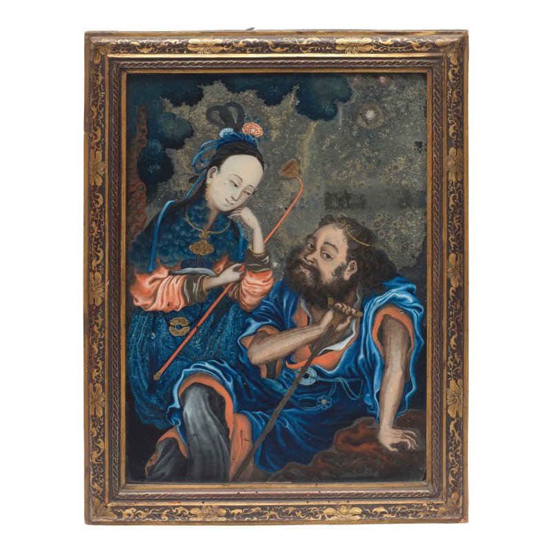 約一八零零年 外銷玻璃鏡畫 | A CHINESE EXPORT REVERSE PAINTED MIRROR