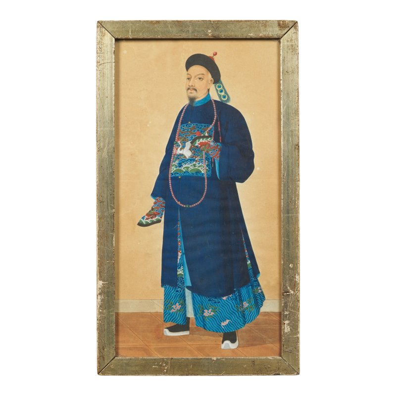 康熙及十九世紀 黑漆嵌螺鈿屏、彩漆屏及外銷畫五幅 | A MOTHER-OF-PEARL LACQUER PANEL, A COROMANDEL LACQUER PANEL AND FIVE EXPORT PAINTINGS - 图12