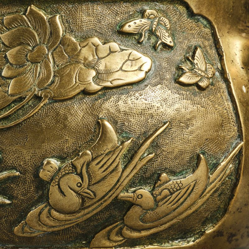 清早期 戟耳花鸟铜炉 - 图10