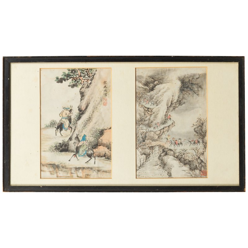 張炳 莊燦 范德鎔 宋光照 嚴煜 人物圖十四幅 設色紙本 鏡框 | ZHANG BING (1709-1761); ZHUANG CAN; FAN DEMING; SONG GUANGZHAO; YAN YU (ACTIVE C.1736-1795) - 图17
