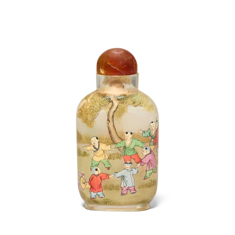 葉仲三 一九一六年 玻璃内畫童子鼻烟壺 | AN INSIDE-PAINTED 'BOYS' SNUFF BOTTLE - 图2