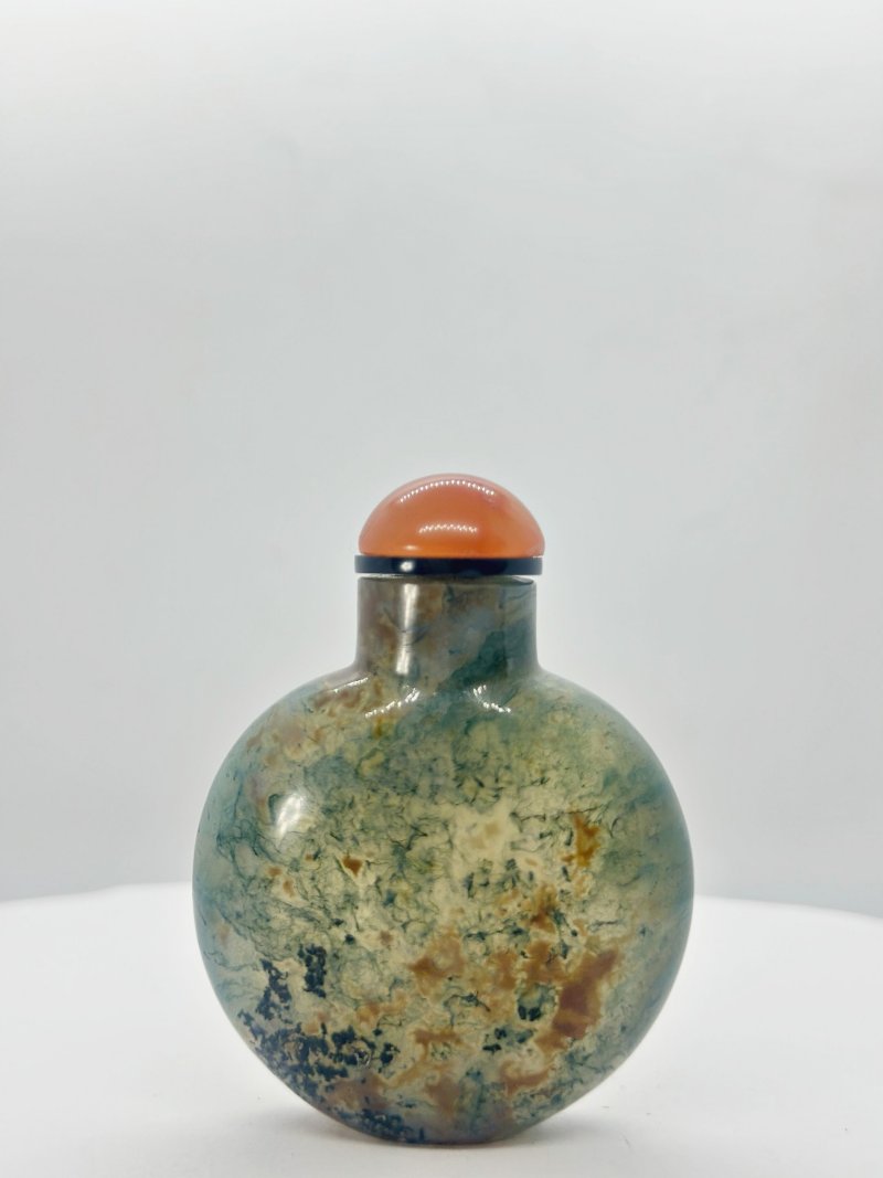 十九/二十世紀 水藻瑪瑙鼻煙壺 | A MOSS AGATE SNUFF BOTTLE - 图2