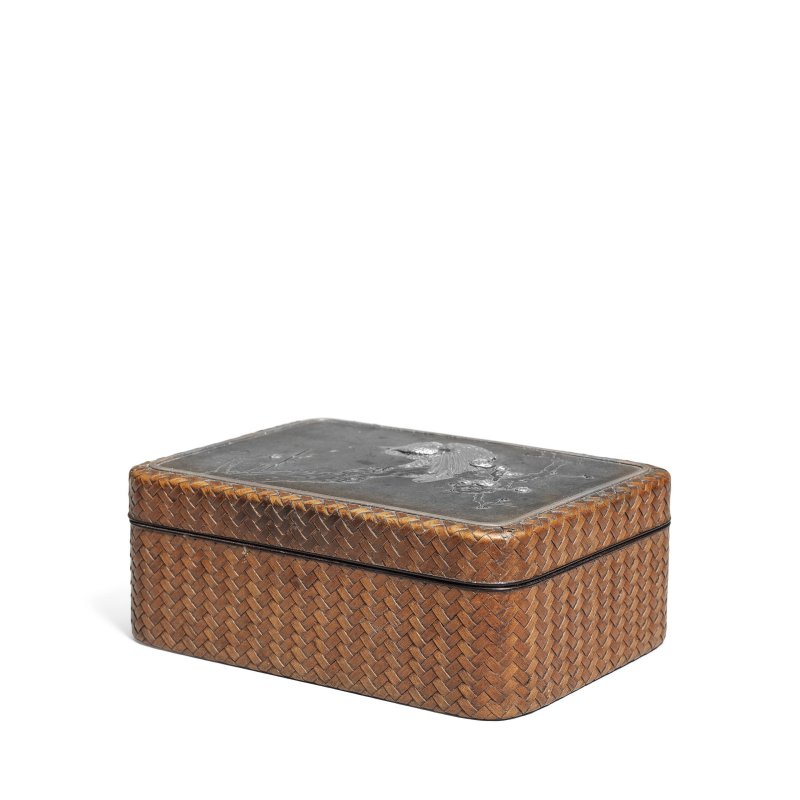 明治時代 銅錯銀藤編蓋盒 | A SILVER-INLAID-BRONZE INSET RATTAN-MOUNTED BOX AND COVER - 图4