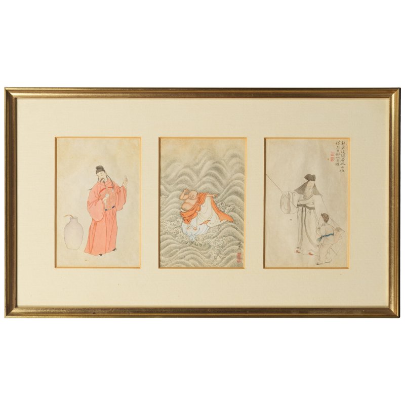 張炳 莊燦 范德鎔 宋光照 嚴煜 人物圖十四幅 設色紙本 鏡框 | ZHANG BING (1709-1761); ZHUANG CAN; FAN DEMING; SONG GUANGZHAO; YAN YU (ACTIVE C.1736-1795) - 图18
