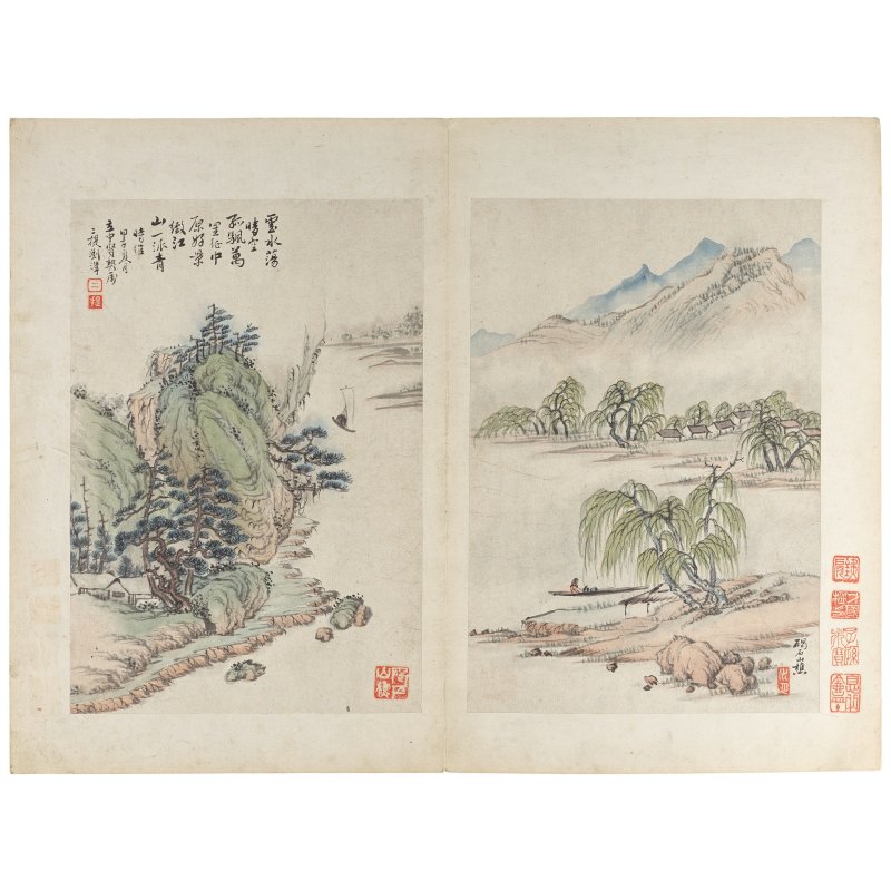 劉二提 風景圖 冊頁十六開 水墨紙本 | LIU ZHUN - 图9