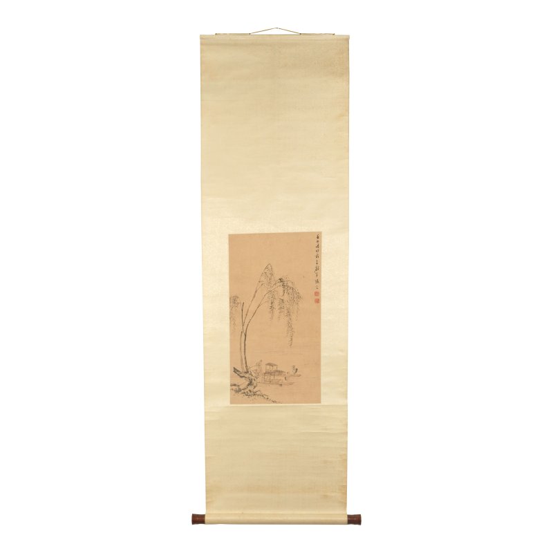張宏 漁人行舟圖 水墨紙本 立軸 一六四二年 | AFTER ZHANG HONG (1577-AFTER 1652); AFTER QIAN WEICHENG (1720-1772) - 图5