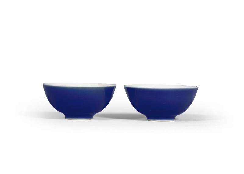 清雍正 霁蓝釉茶圆 - 图1