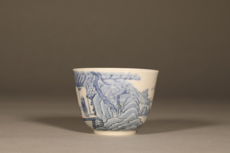 清康熙 青花山水人物杯 - 图5