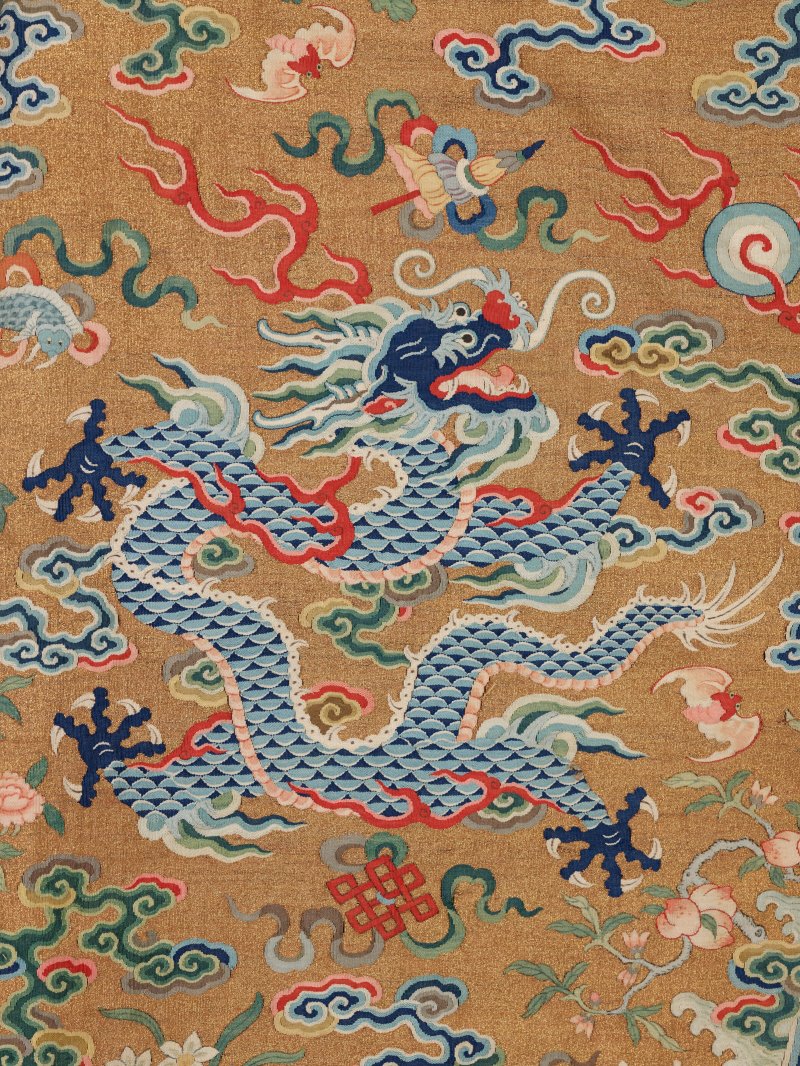 清乾隆/嘉慶 緙金地藍龍紋龍袍  QIANLONG-JIAQING PERIOD (1736-1820) - 图7