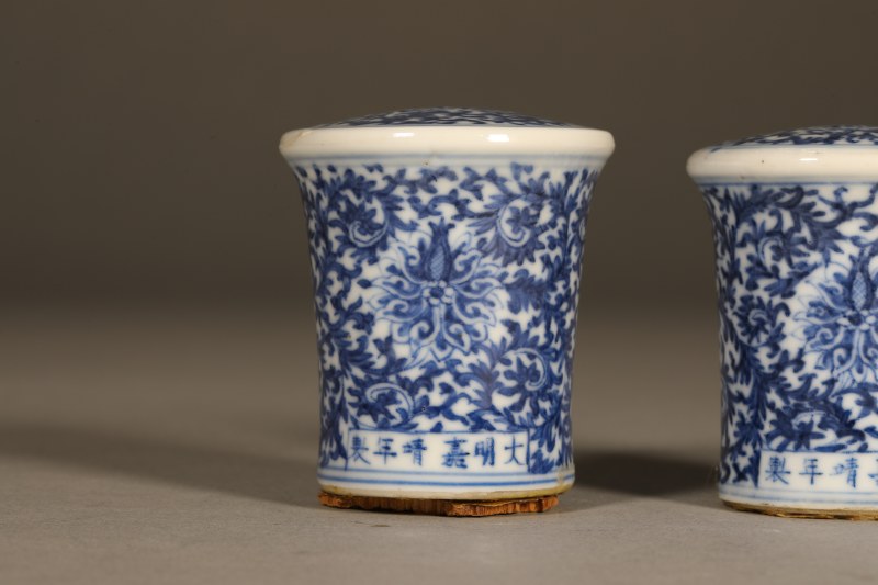 清 青花缠枝莲轴头 - 图6