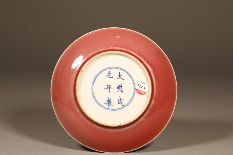 清康熙 霁红釉盘 - 图2