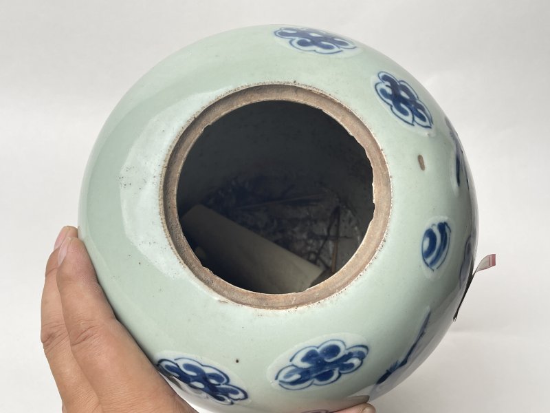 清 青花双鹤纹罐 - 图5