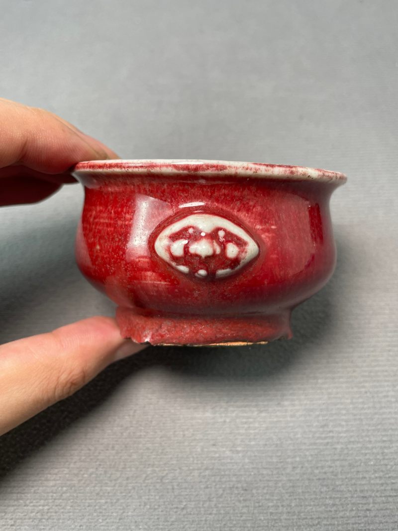 清乾隆 均红釉兽耳簋式炉 - 图3