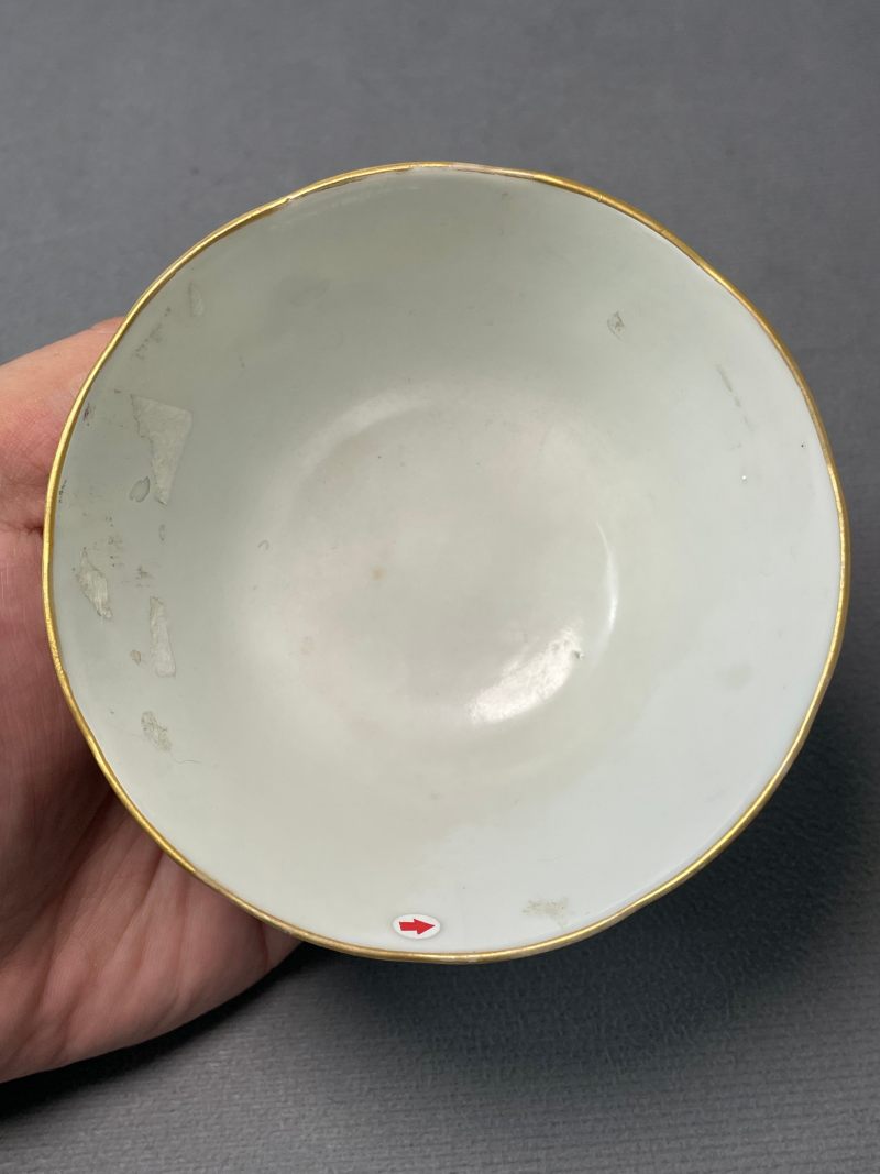 清道光 粉彩耕织图茶碗 - 图9