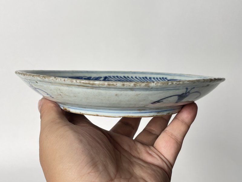 清 青花五福捧寿纹盘 - 图5