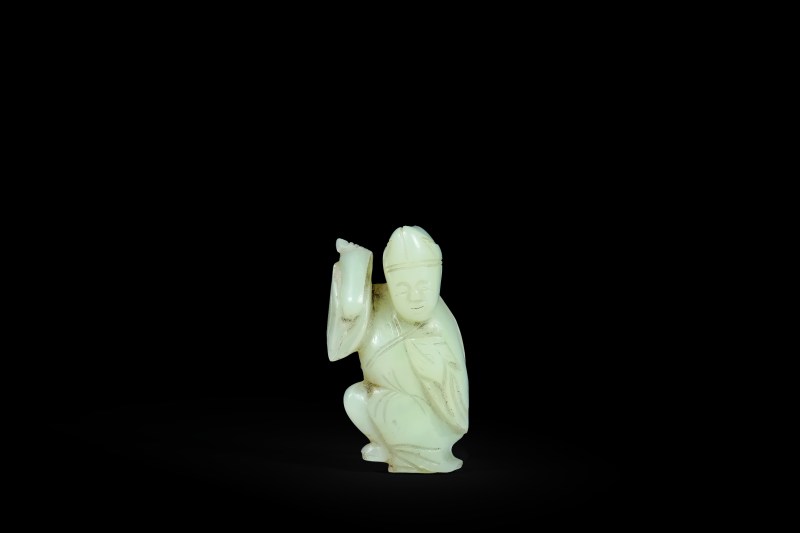 清 白玉济公挂件