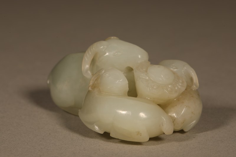 清 青白玉三阳开泰摆件 - 图8