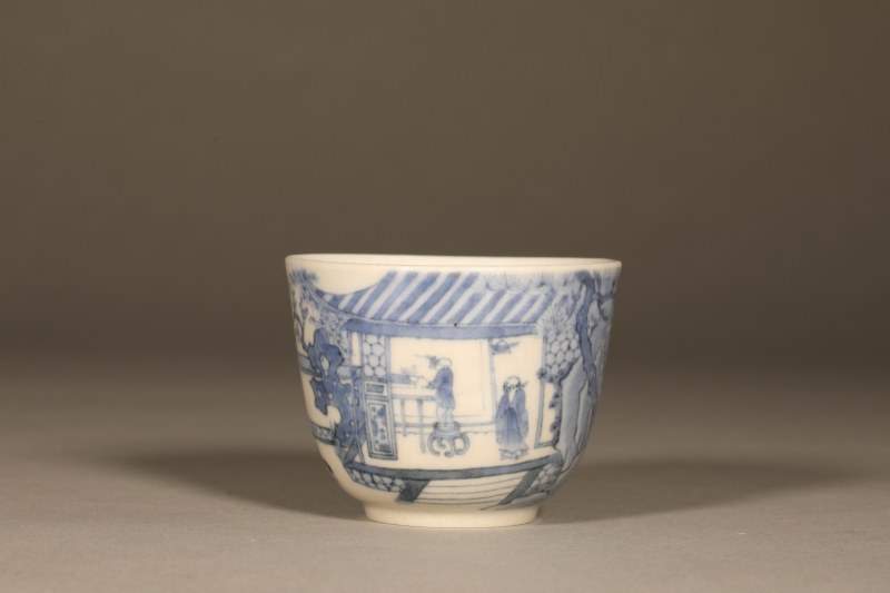 清康熙 青花山水人物杯 - 图6